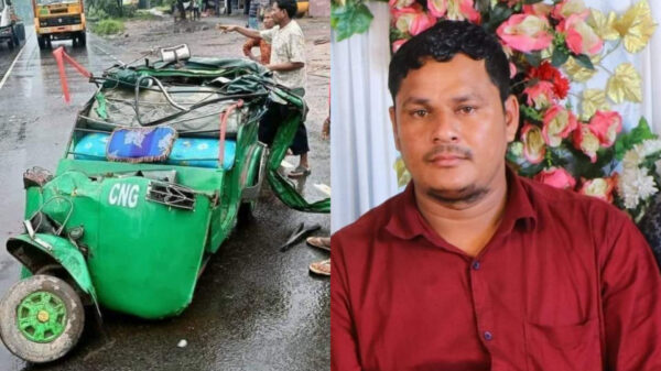 দূর্ঘটনায় প্রাণ গেল সি এন জি অটোরিকশা চালকের