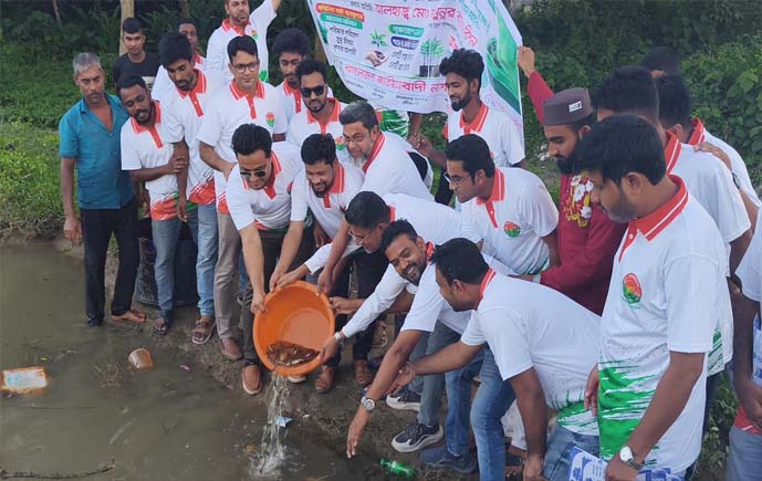 নওগাঁয় জাতীয়তাবাদী নাগরিক সমাজের উদ্যোগে গাছের চারা বিতরণ ও মাছের পোনা অবমুক্ত কর্মসূচি