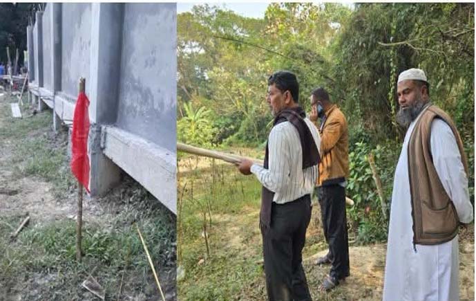 ফটিকছড়িতে  প্রশাসনের লাল পতাকাও রক্ষা করতে পারেনি চলাচলের রাস্তাঃ দালান তৈরির অভিযোগ
