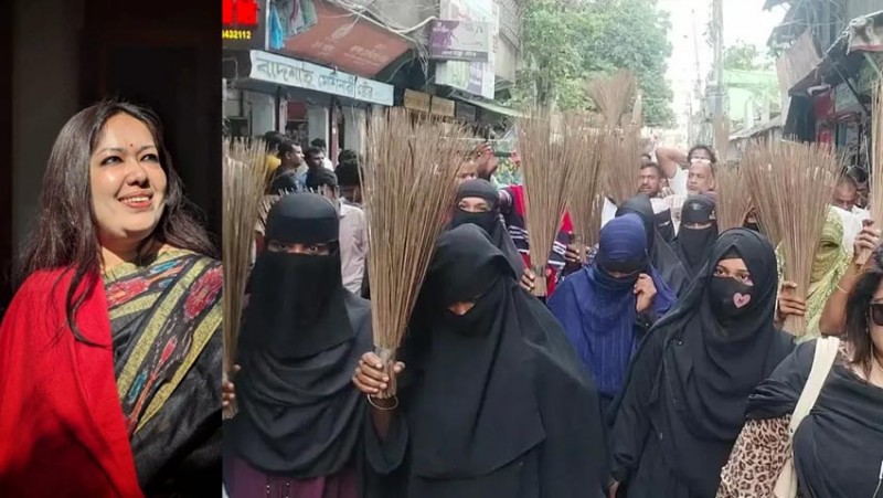 আশুগঞ্জে রুমিন ফারহানাকে অবাঞ্ছিত ঘোষণা, বিএনপির ঝাড়ু মিছিল