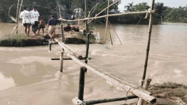 ফুলপুরে বন্যায় ভেঙে যাওয়া সড়কে স্বেচ্ছায় বাশেঁর সাঁকো নির্মাণ করে দিলো ছাত্র জমিয়ত